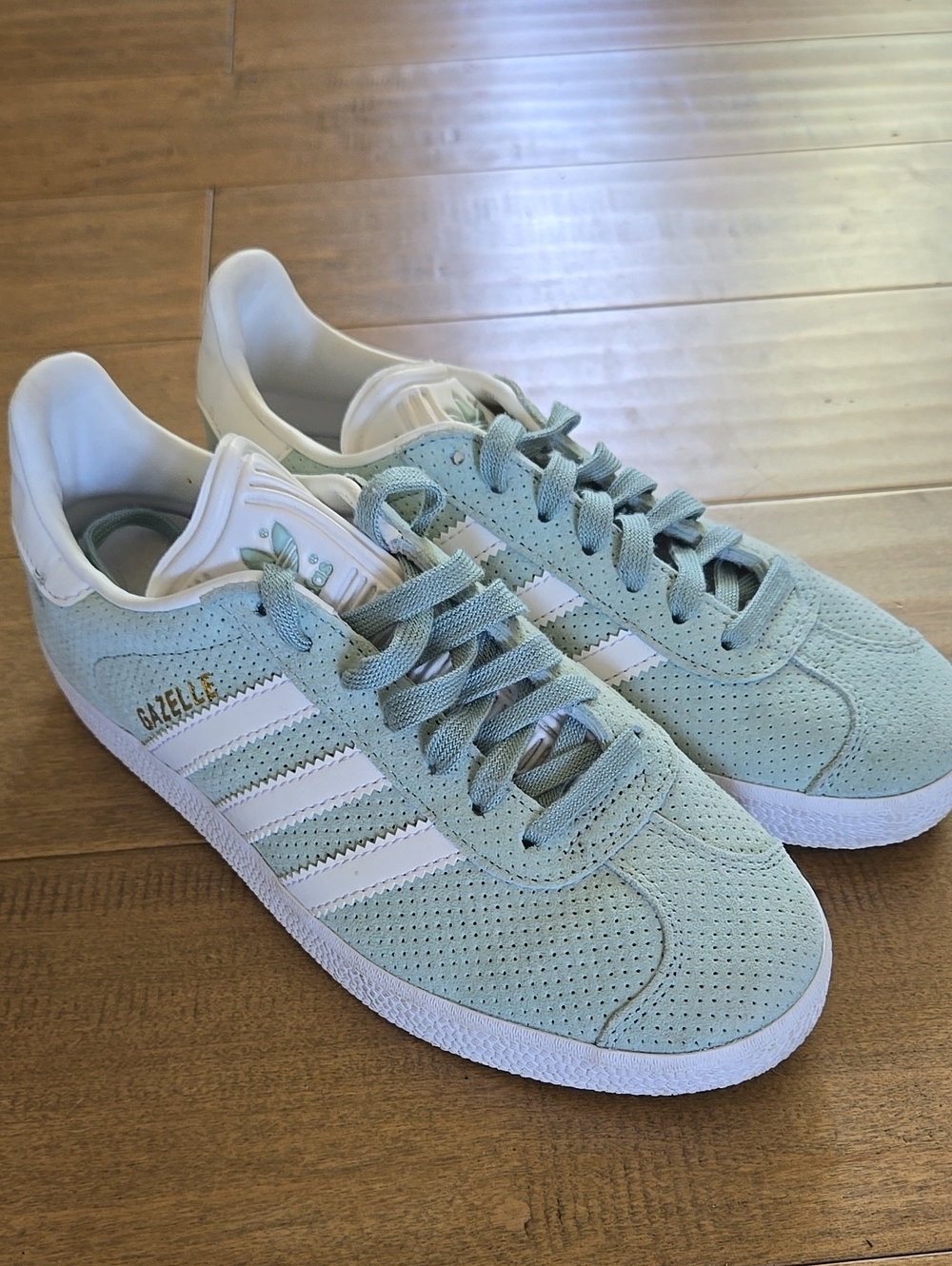 adidas Gazelle Women's Mint Suede Sneakers with White Stripes